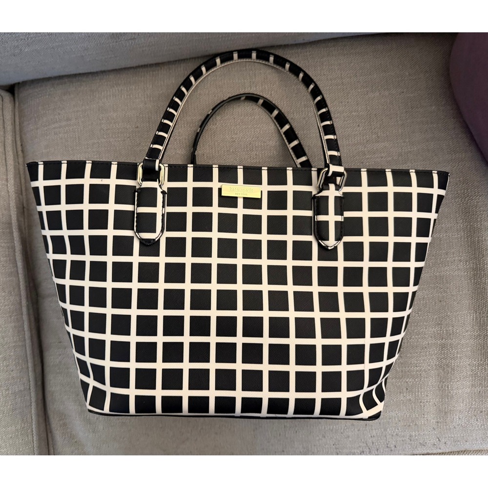 Kate Spade Dally Laurel Way Black and White Double Zipper Tote Bag - PVC